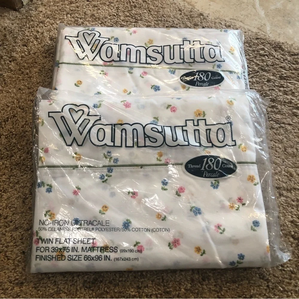 WAMSUTTA/ vintage / NEW/country flower/ Twin flat sheet/ 180 Ct. Percale